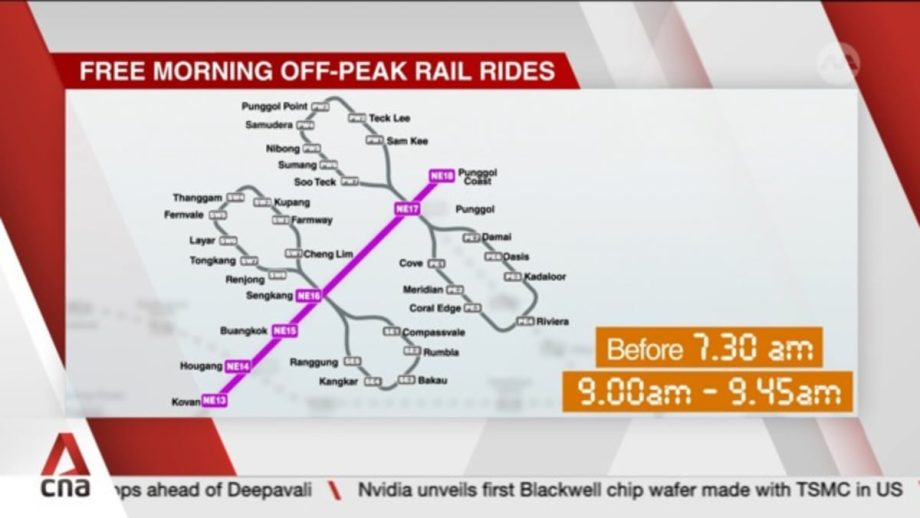 Free morning off-peak train rides in northeast Singapore from Dec 27