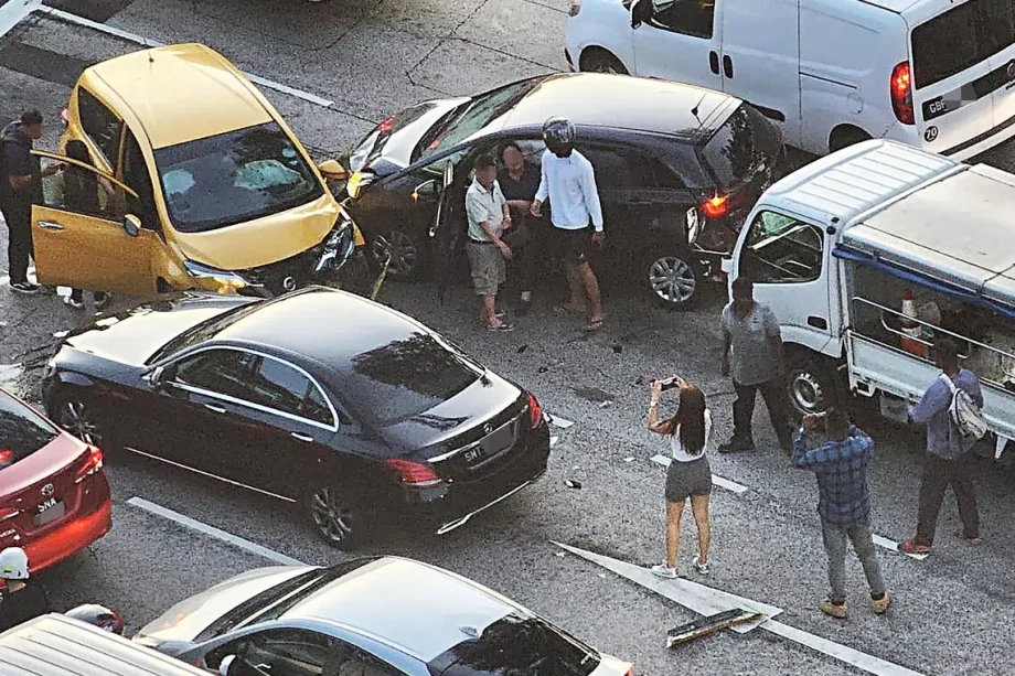 3 taken to hospital after four-vehicle crash in Yishun