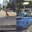 Boy on kick scooter injured after accident with taxi while crossing road in Bugis