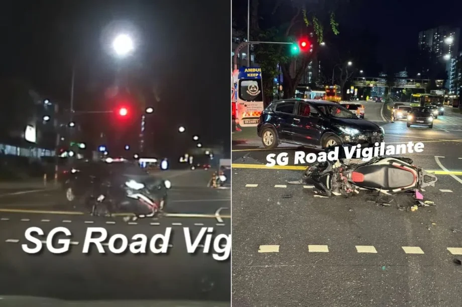 Motorcyclist helping with investigations after accident with car in Ang Mo Kio