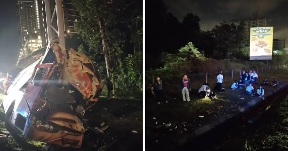 1 dead, 18 injured after express bus crashes into highway signboard