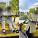 Police investigating incident showing moving Porsche with children on top