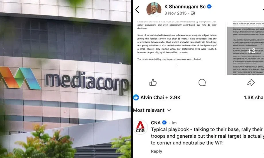 Mediacorp files police report over CNA’s alleged political comment on Shanmugam’s 2015 Facebook post