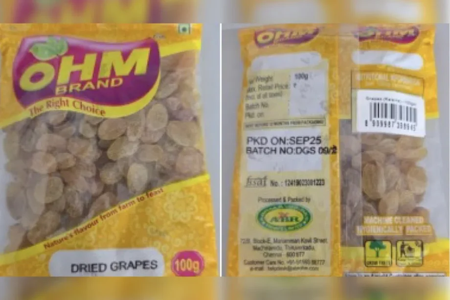 SFA recalls Ohm Brand Dried Grapes after sulphur dioxide found in snack