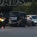 Two drivers trapped in vehicles after chain collision in Sembawang; four people taken to hospital