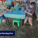 Flooded Thai restaurant becomes viral hit as customers dine in water with live fish