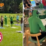 Huh? ‘Green men’ spotted doing yoga, reading books and having matcha around S’pore