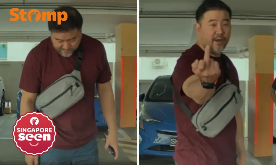 ‘Weirdo’ flips middle finger at car while wandering around Bishan carpark ‘suspiciously’ ‘Weirdo’ flips middle finger at car while wandering around Bishan carpark ‘suspiciously’