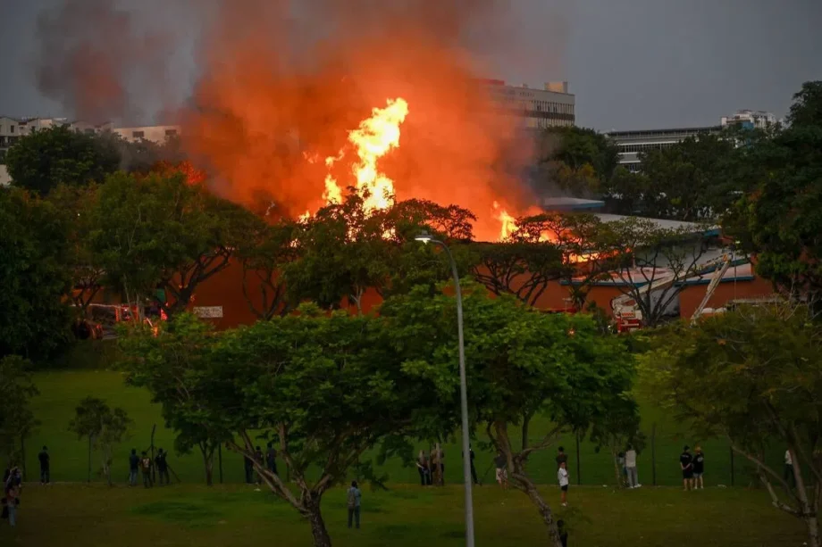 Fire in Eunos industrial building put out after over 5 hours; 2 firefighters taken to hospitals