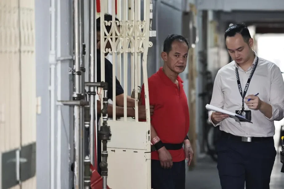 One of two suspects in Chin Swee murder taken to site under police escort