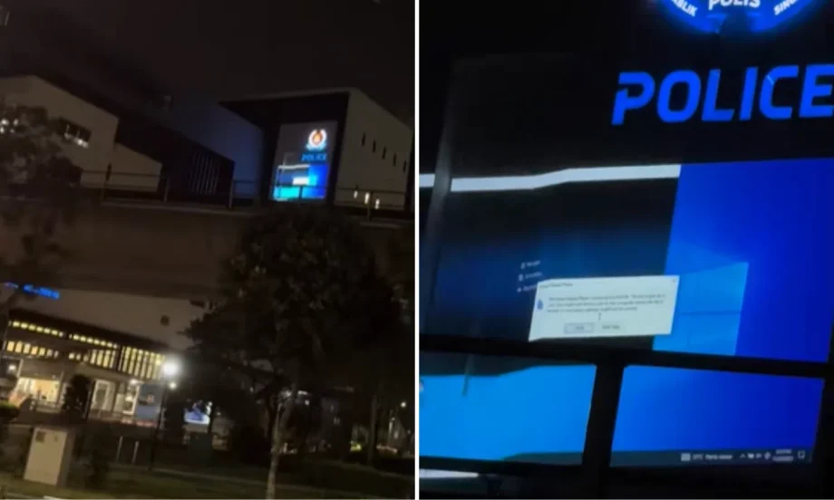 Error message on Woodlands police building screen: ‘Does your intern need help with IT?’