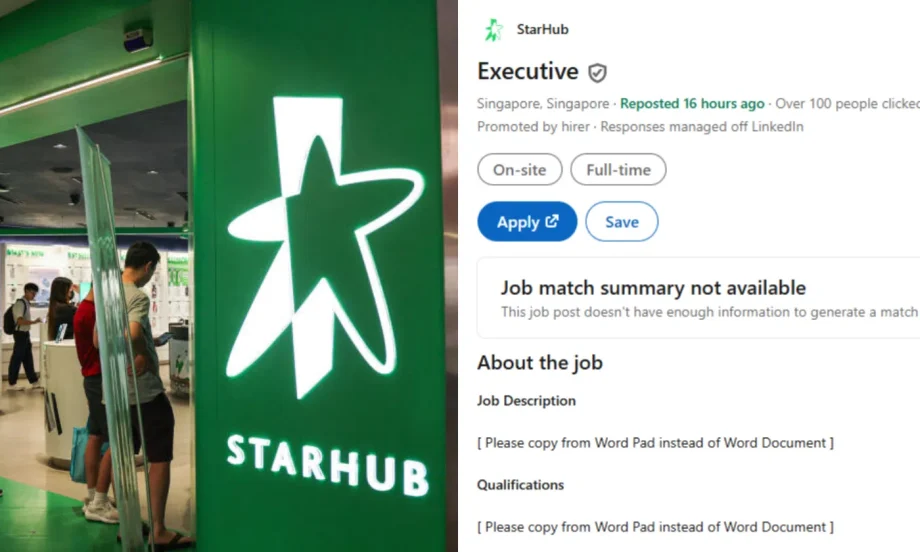 StarHub says LinkedIn job post was an error after netizens poke fun at missing details