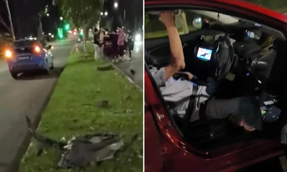 Cabby struggles in driver’s seat after accident with another taxi at Upper Serangoon Road