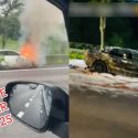 Car catches fire on SLE during evening peak period, no injuries reported, Singapore News
