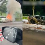 Car catches fire on SLE during evening peak period, no injuries reported, Singapore News