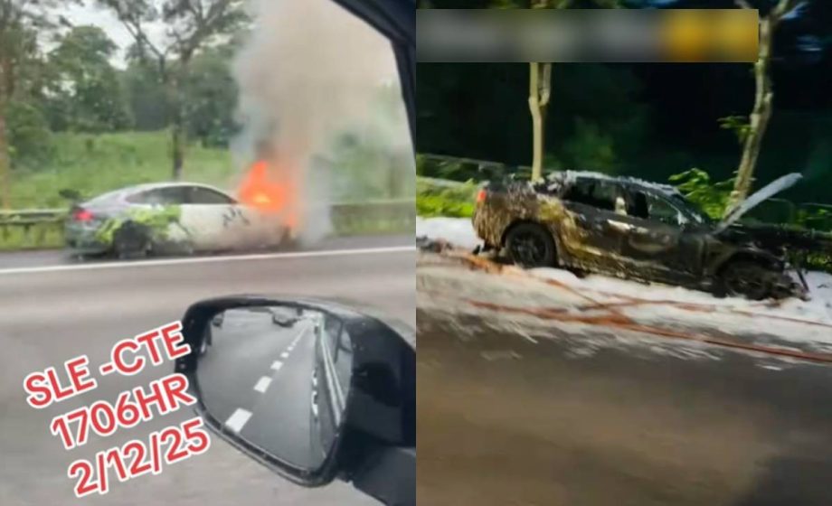 Car catches fire on SLE during evening peak period, no injuries reported, Singapore News Car catches fire on SLE during evening peak period, no injuries reported, Singapore News