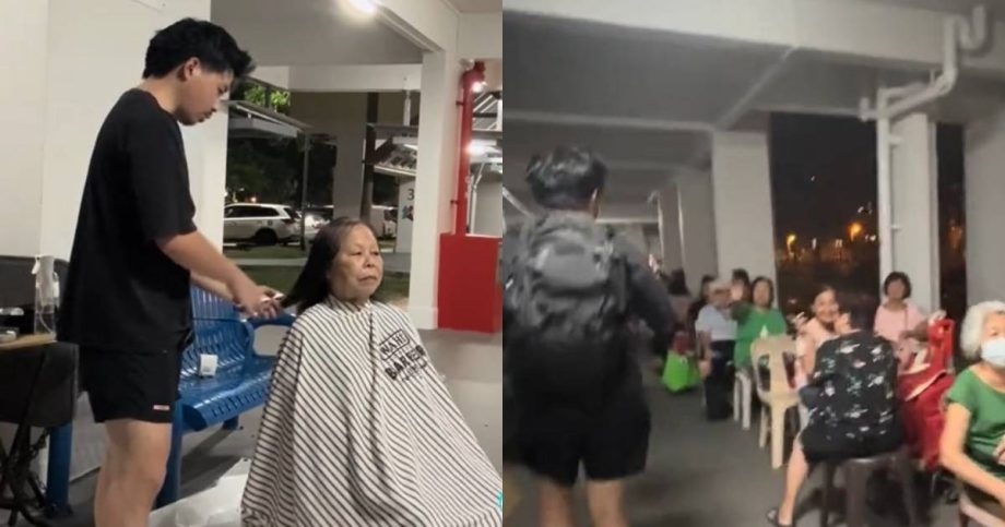 Man gives Katong residents free haircuts at void deck for Christmas, Lifestyle News Man gives Katong residents free haircuts at void deck for Christmas, Lifestyle News
