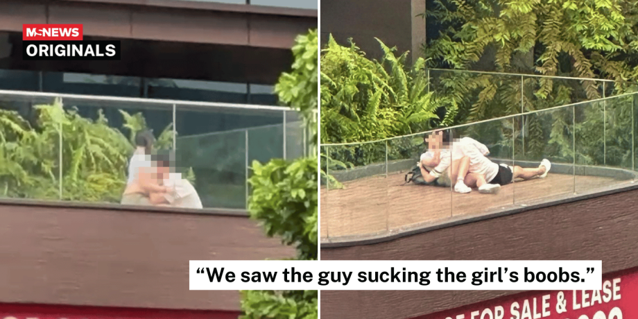Couple seen engaging in lewd behaviour on public balcony at Woodlands Civic Centre for over an hour Couple seen engaging in lewd behaviour on public balcony at Woodlands Civic Centre for over an hour