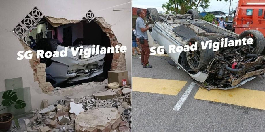 S’pore-registered car crashes into terrace houses in JB, S’porean driver suffers minor injuries