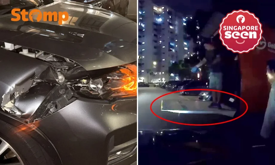 Car drives into open tailgate of lorry ‘perfectly concealed’ in HDB carpark at night, police investigating Car drives into open tailgate of lorry ‘perfectly concealed’ in HDB carpark at night, police investigating