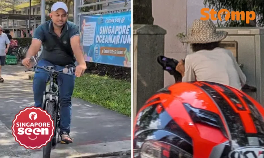 Man uses phone while cycling in Jurong West, nearly hits elderly woman
