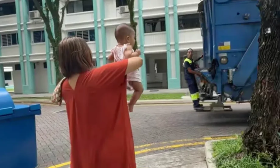 Woman brings baby daughter to greet rubbish collector father at work: ‘So genuine and heartwarming’