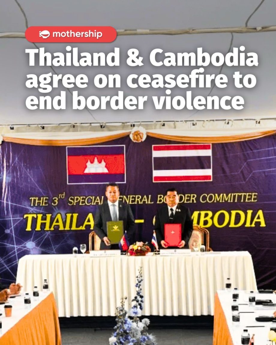 @mothershipsg Thailand and Cambodia agreed to an immediate ceasefire to end week…
