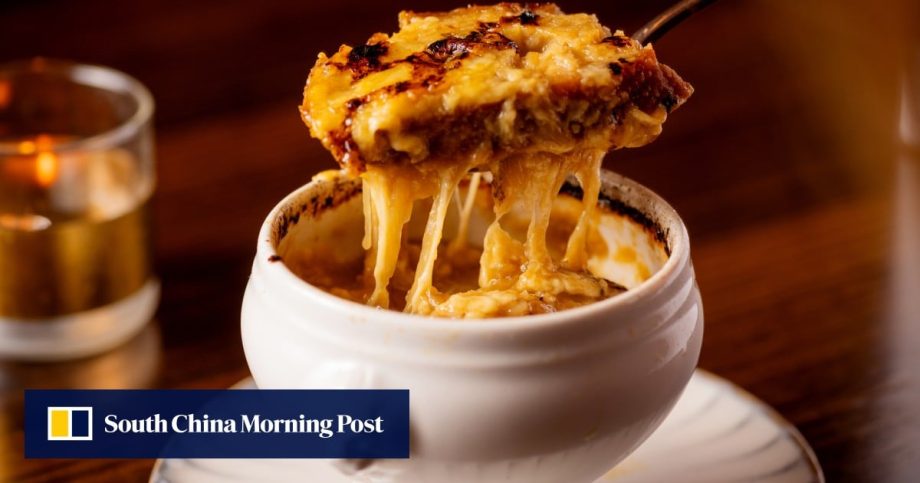 Dish in Focus: French onion soup gratinated with Salers, Comté and Gruyère cheese at Somm