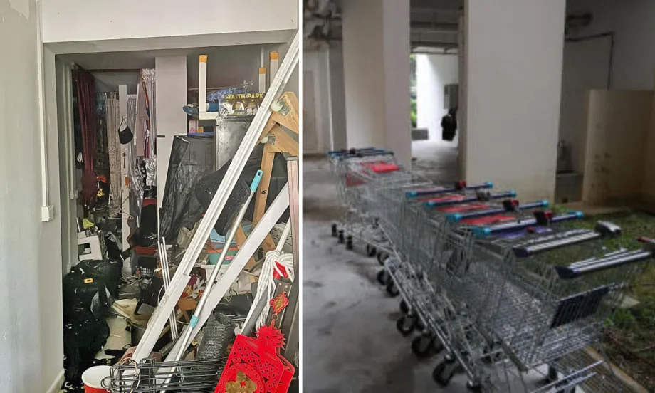 Having filled his flat and corridor, Bedok North hoarder ‘stores’ supermarket trolleys in void deck Having filled his flat and corridor, Bedok North hoarder ‘stores’ supermarket trolleys in void deck