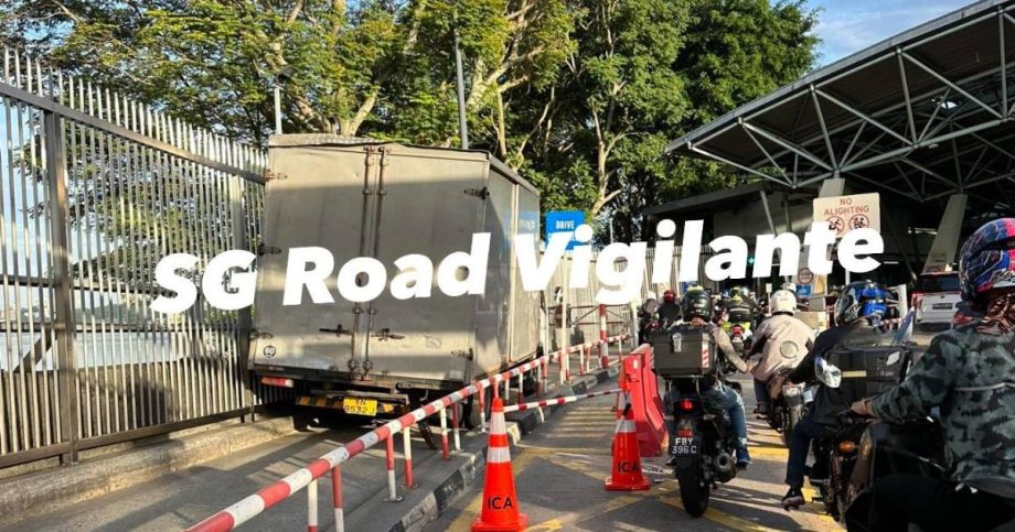 Lorry enters motorcycle lane at Woodlands Checkpoint, gets wedged between fence and road barrier, Singapore News