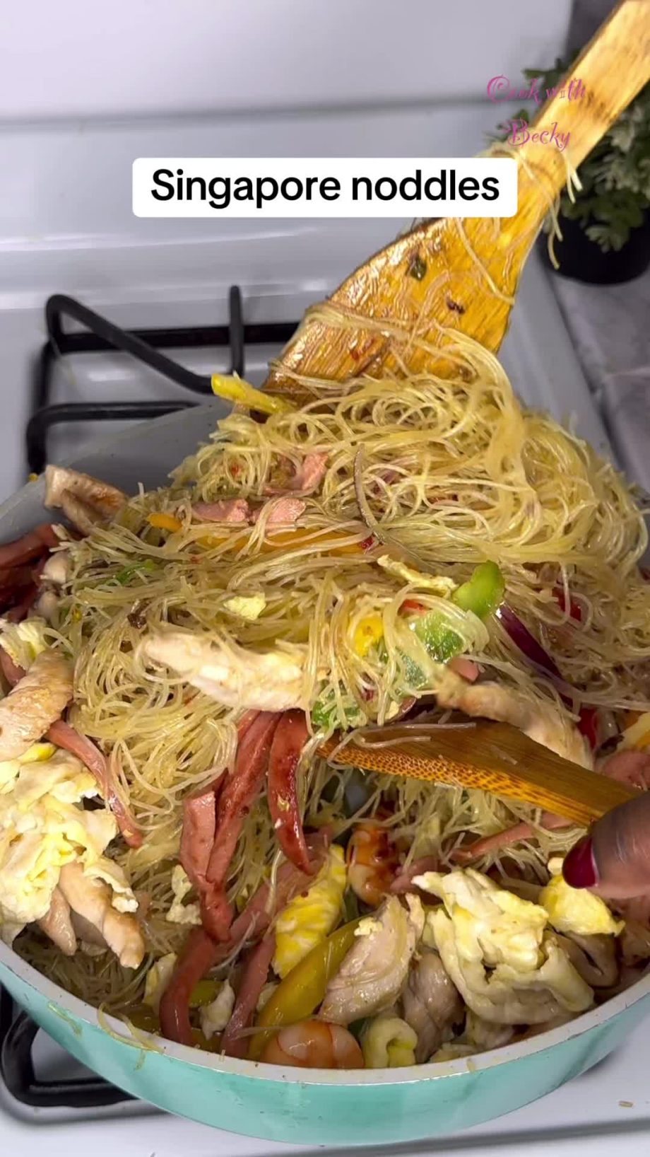 @cookwithbecky1 Singapore noddles #singapore #singaporenoodles #food #cooking #v…