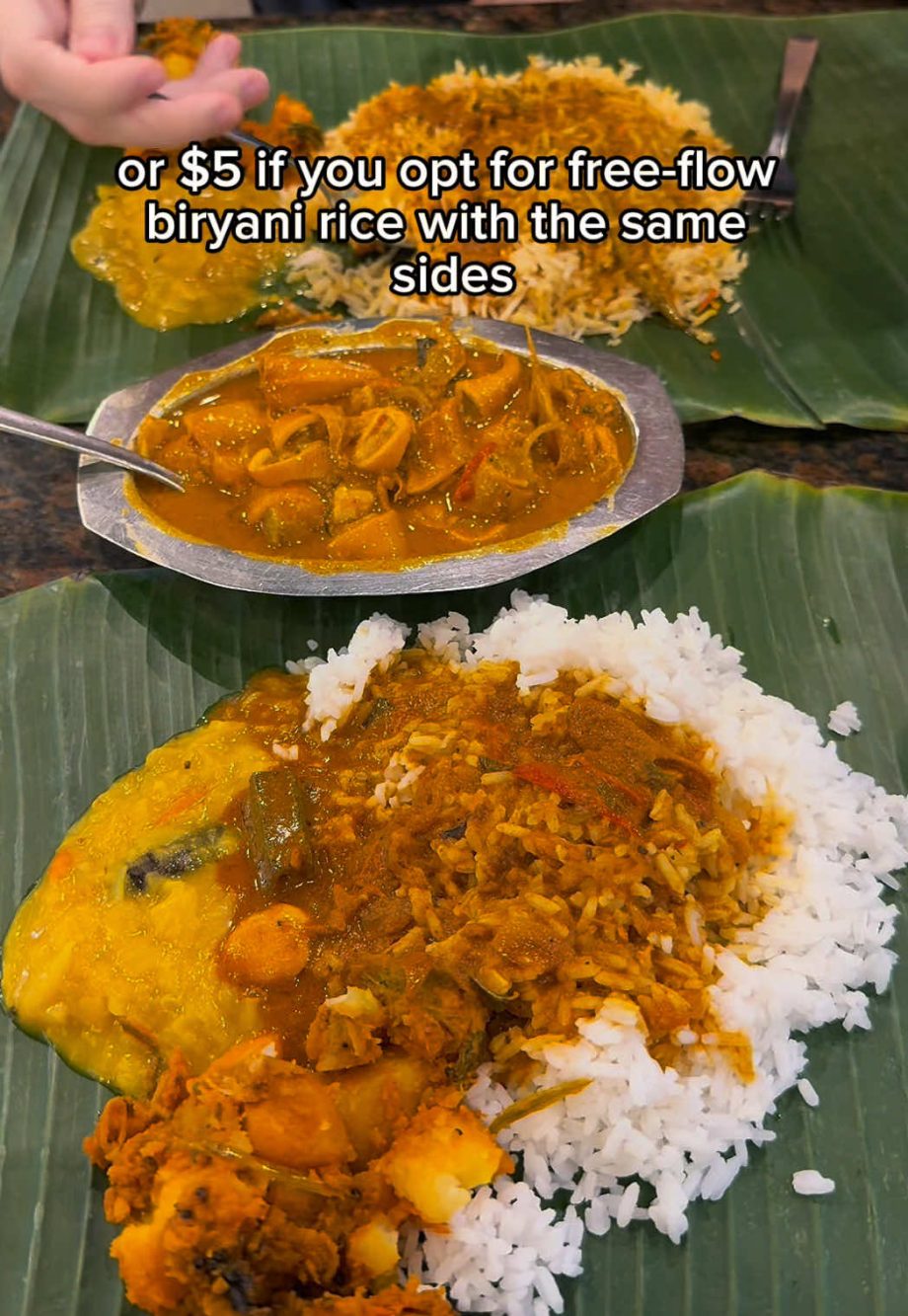 @sgadventurousduo .50 for free-flow rice, curry, potatoes and papadum  Samy’s …