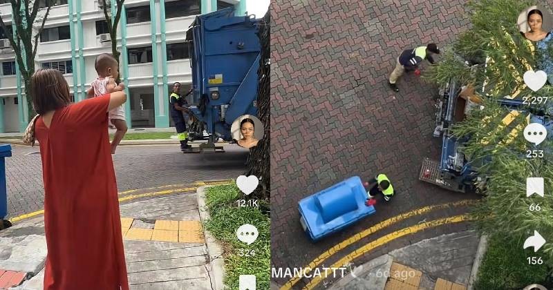 ‘Not all heroes wear underwear outside’: Woman and baby show support for garbage collector dad, warms netizens’ hearts, Singapore News