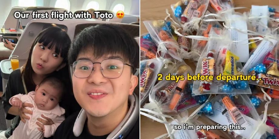 Parenting influencers give out goodie bags on first SIA business class flight in case their baby cries, Singapore News