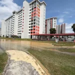 Open space in Ang Mo Kio Avenue 1 flooded, petrol station and main road affected Open space in Ang Mo Kio Avenue 1 flooded, petrol station and main road affected