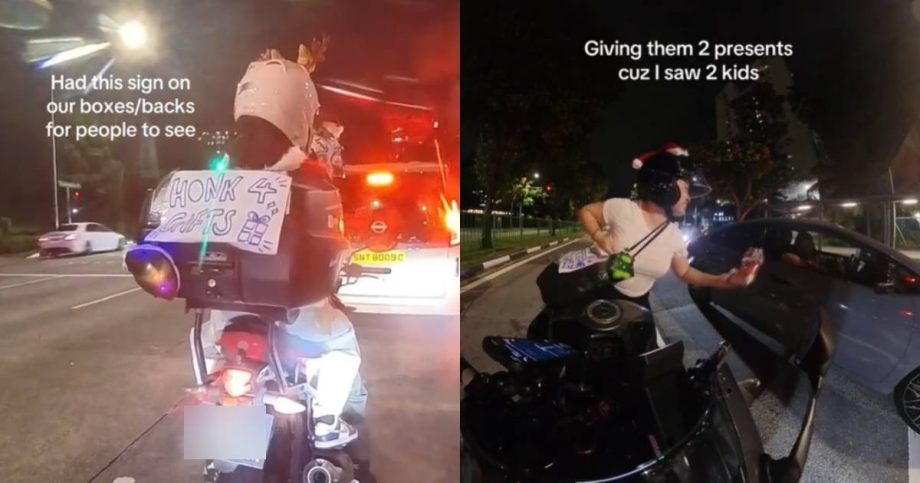 ‘Honk for gifts’: Motorcyclists spread holiday cheer with surprise giveaway in Punggol and Bugis , Singapore News