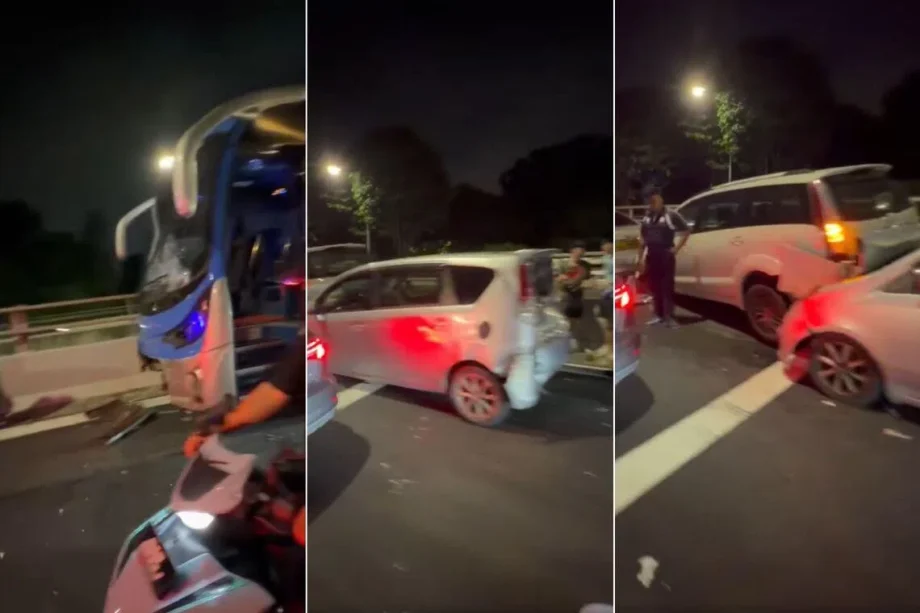 Bus driver helping with investigations after accident involving bus and 5 cars on SLE Bus driver helping with investigations after accident involving bus and 5 cars on SLE