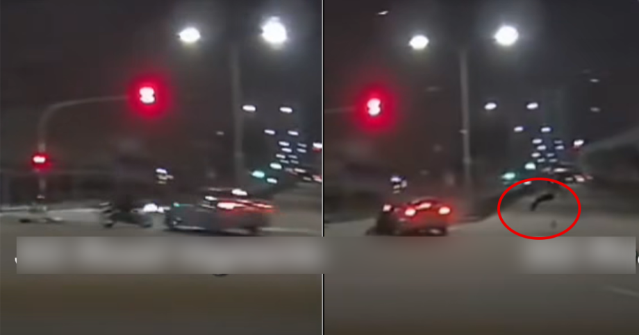 Motorcyclist allegedly runs red light in Bukit Panjang, ‘flies’ into the air after colliding with car, Singapore News Motorcyclist allegedly runs red light in Bukit Panjang, ‘flies’ into the air after colliding with car, Singapore News