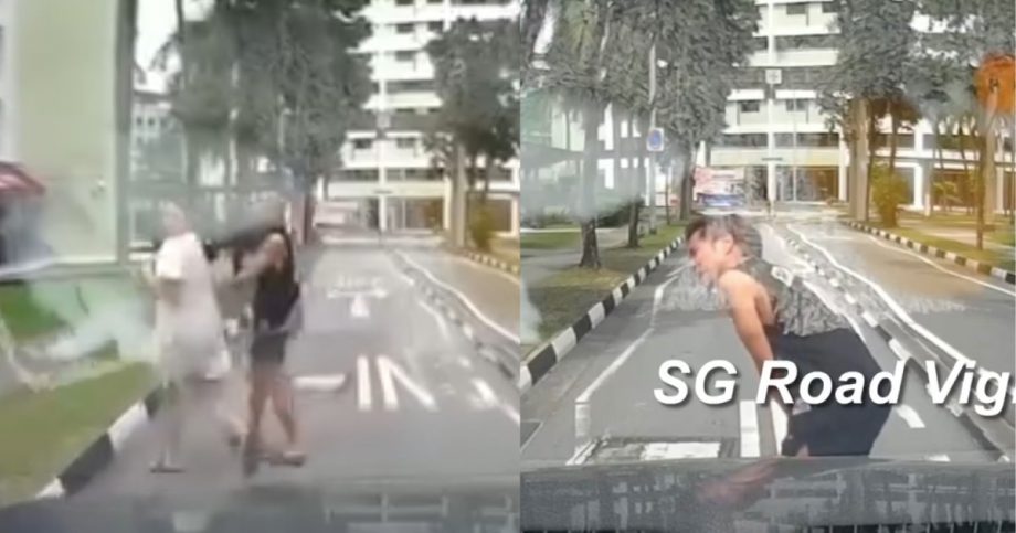 Jaywalker pretends car hit him, apparently blocks road for an hour after getting honked, Singapore News