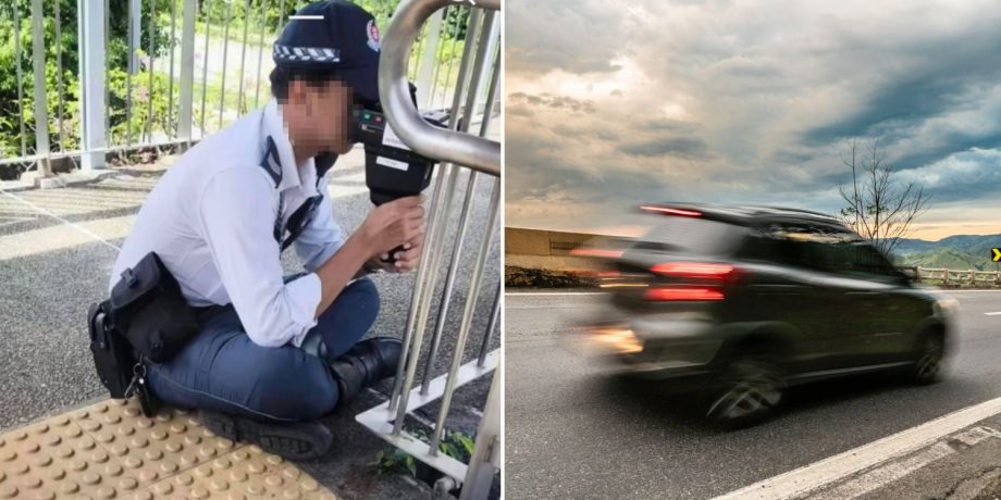 Netizen spots traffic police officer ‘hiding’ on overhead bridge in S’pore with speed camera Netizen spots traffic police officer ‘hiding’ on overhead bridge in S’pore with speed camera