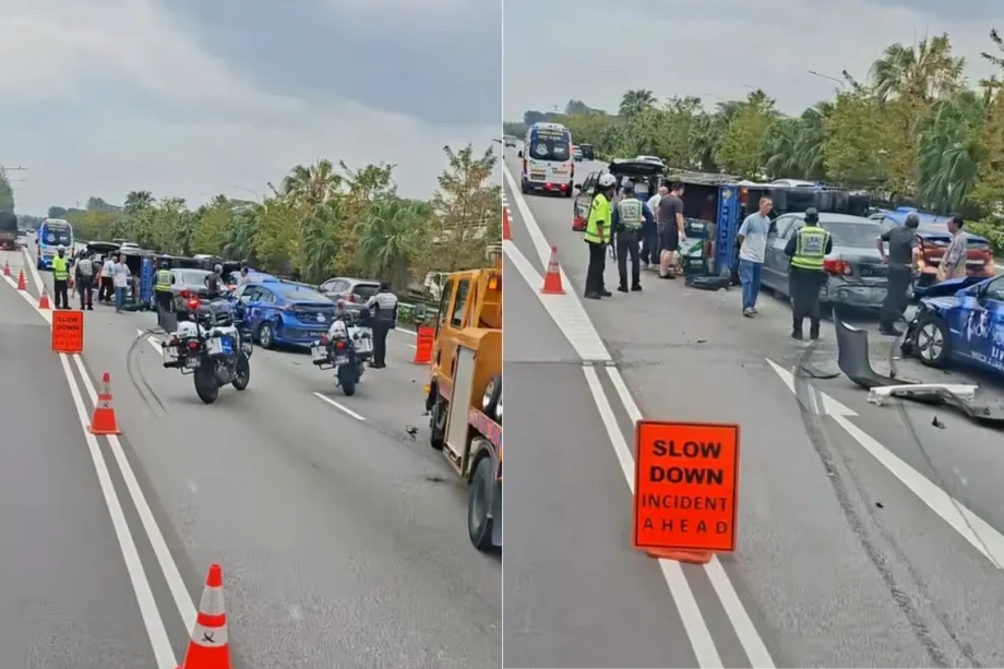 Lorries, cars, taxis involved in 6-vehicle accident on TPE; no one hurt