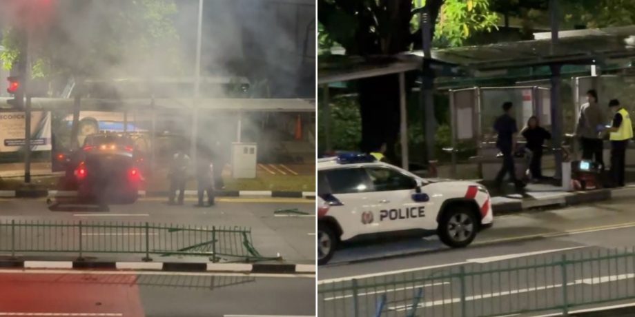 Driver leaves scene after crashing car outside school in Simei, 21-year-old man arrested