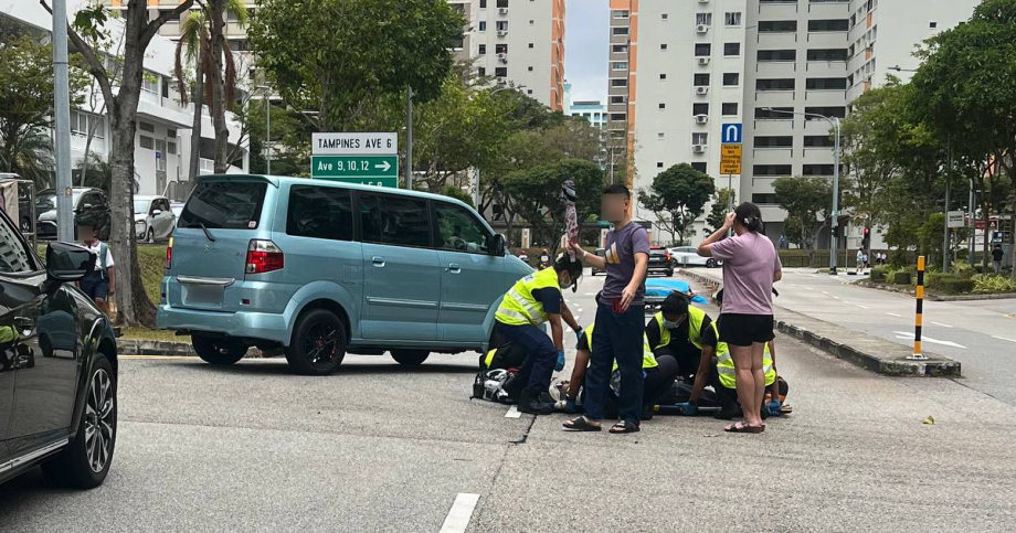 Motorcyclist taken to hospital after accident with car in Tampines, Singapore News Motorcyclist taken to hospital after accident with car in Tampines, Singapore News