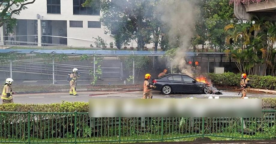 BMW catches fire along Woodlands Avenue 5, no injuries reported, Singapore News