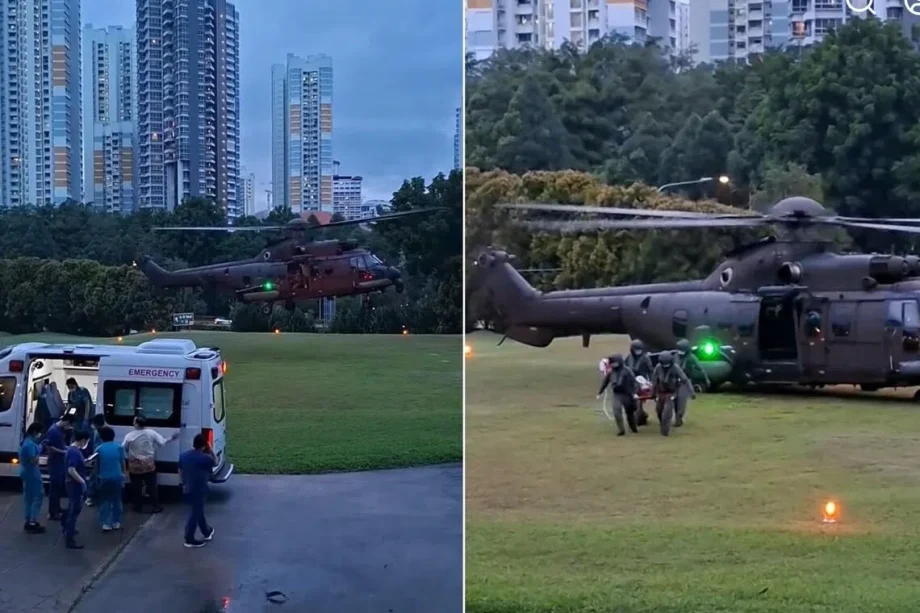 RSAF airlifts crew member out at sea to SGH in medical emergency RSAF airlifts crew member out at sea to SGH in medical emergency