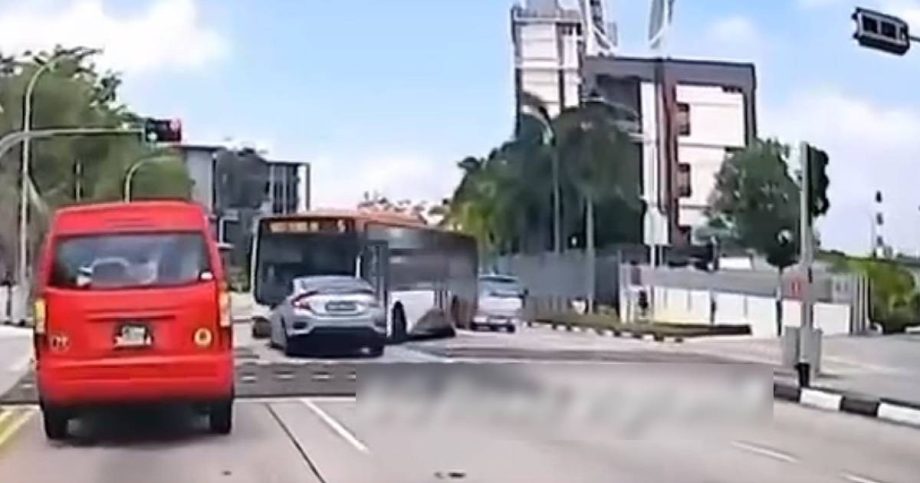 Car crashes into SBS Transit bus along Upper Changi Road North after beating red light, Singapore News