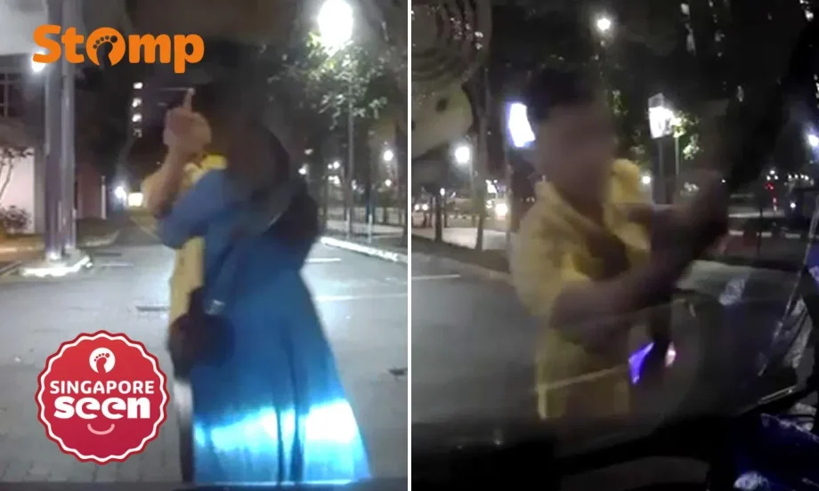 Man hurls vulgarities, flashes middle finger and punches private-hire car over .80 fare in Punggol