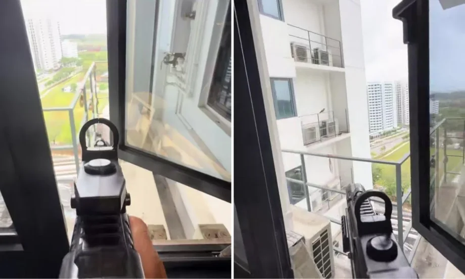 TikToker draws backlash for using electric water gun to shoot at pigeons on air-conditioner ledge