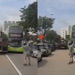 This made my day: Motorcyclist helps direct traffic after bus and trailer get stuck along narrow Sembawang road, Singapore News