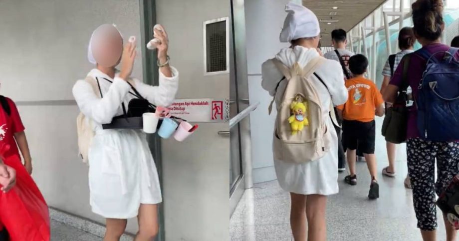 Woman goes viral for doing her makeup while walking at JB checkpoint in bathrobe and slippers, Singapore News